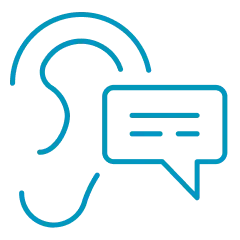 耳と吹き出しのアイコンでリスニング力を表現