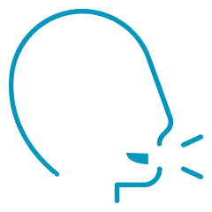 口を開けた顔のアイコンでスピーキング力を表現