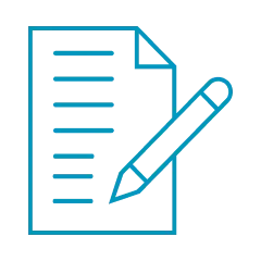 ノートにペンで書くアイコンでライティング力を表現