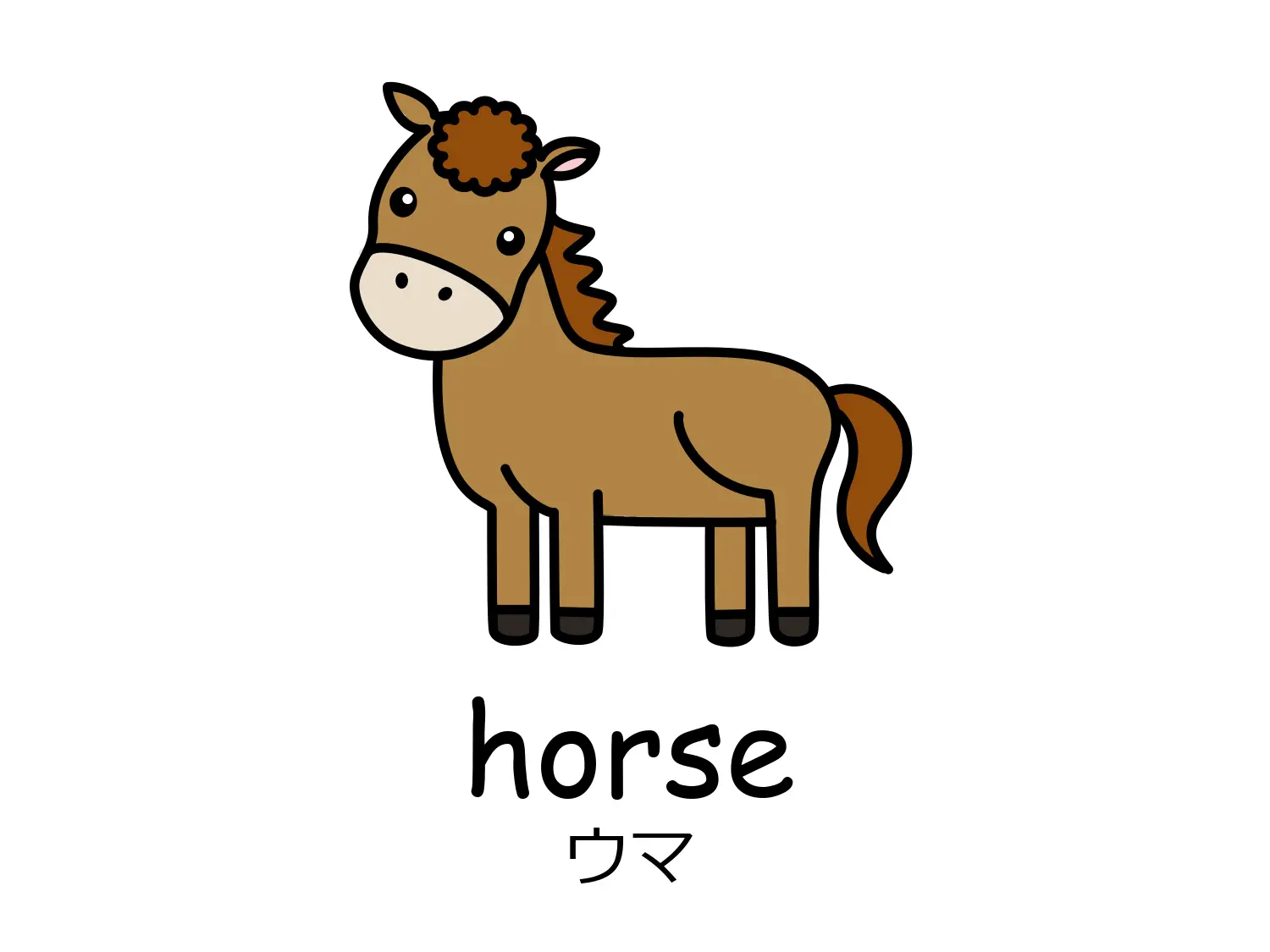 ウマのイラストと英単語horse