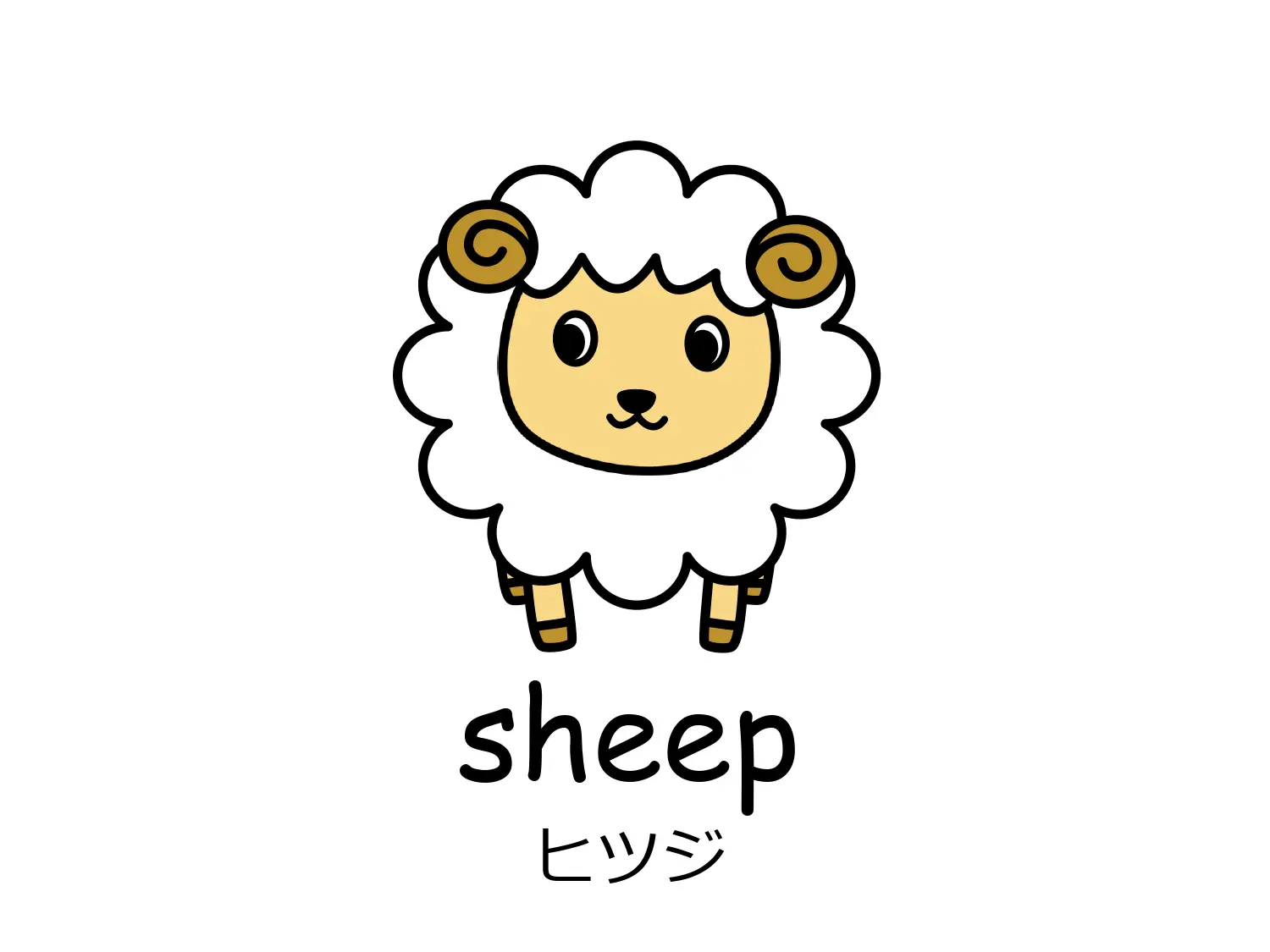 ヒツジのイラストと英単語sheep