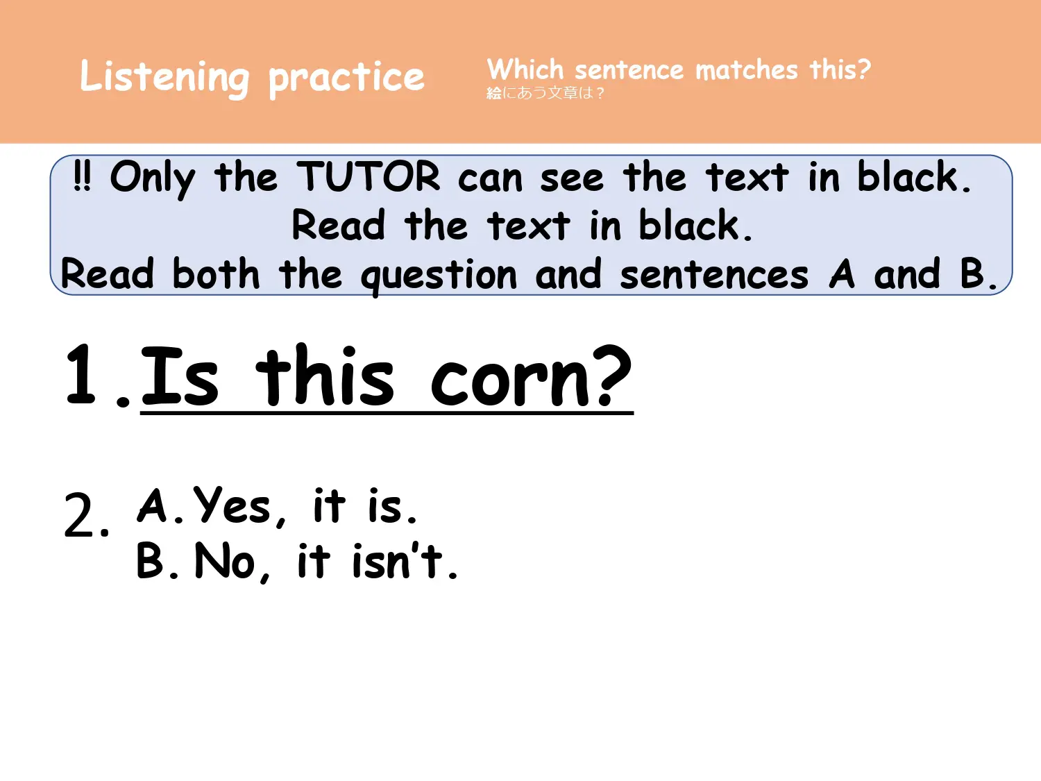 リスニング Is this corn? 解答ページ