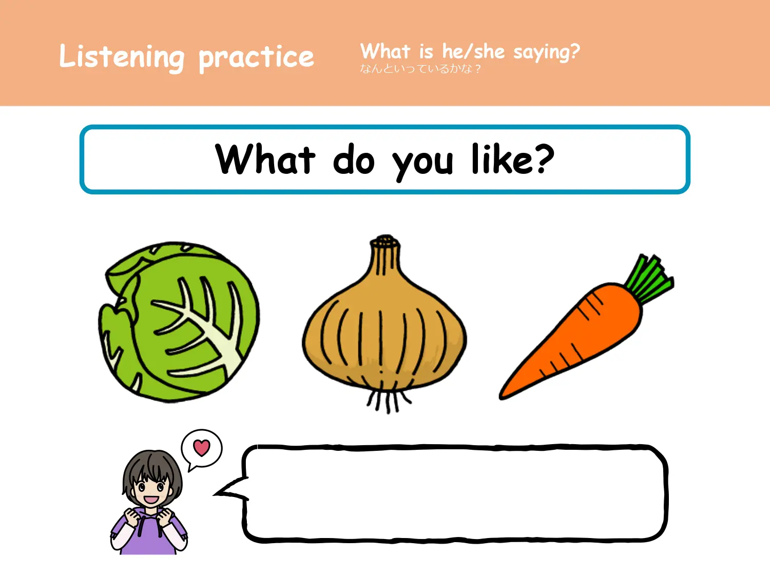 リスニング What do you like? 解答ページ