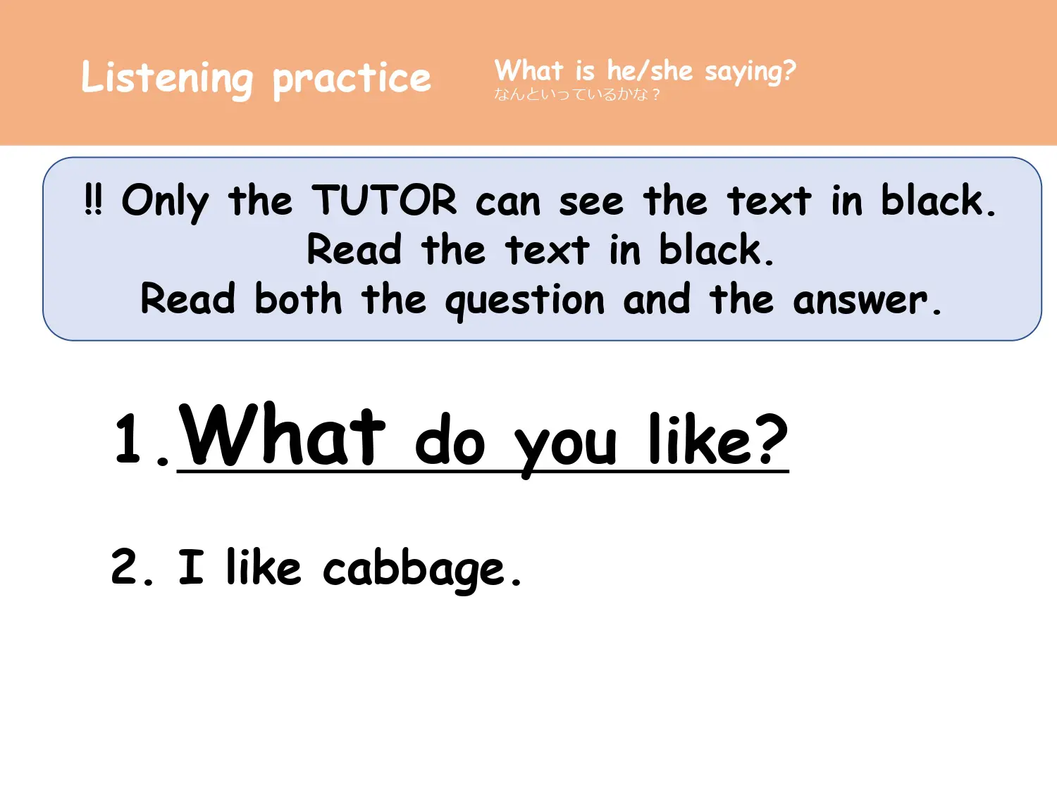 こたえあわせ What do you like? 答えの確認