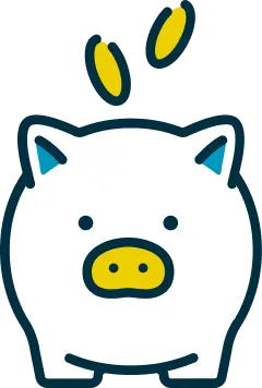 コインを入れている貯金箱のイラスト