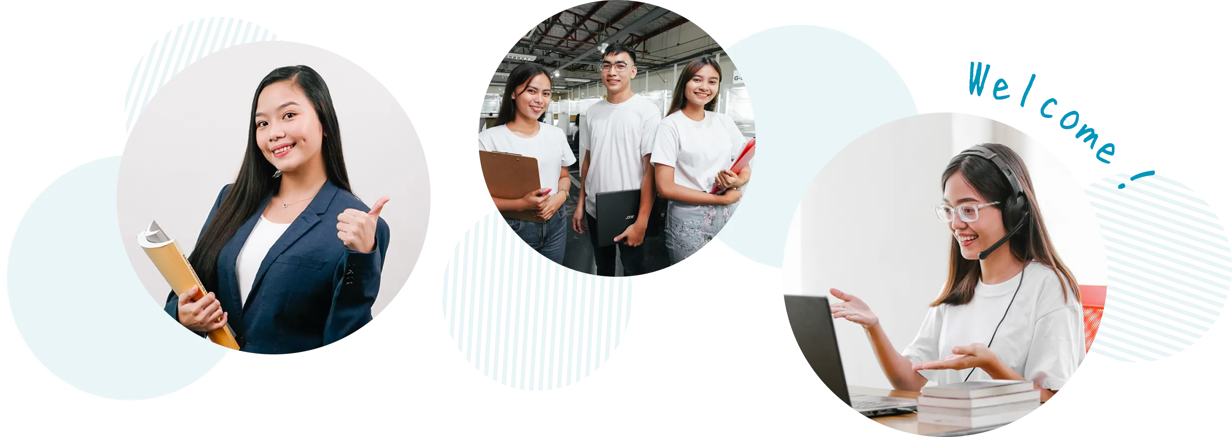 笑顔で子どもたちを迎える3人のオンライン講師