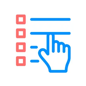 指で学習コースのリストを選んでいるアイコン