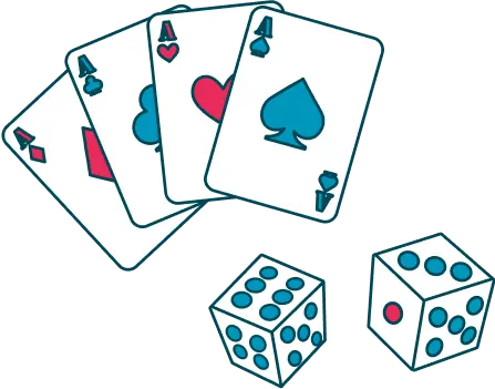 トランプとサイコロを使った楽しいゲームのイラスト